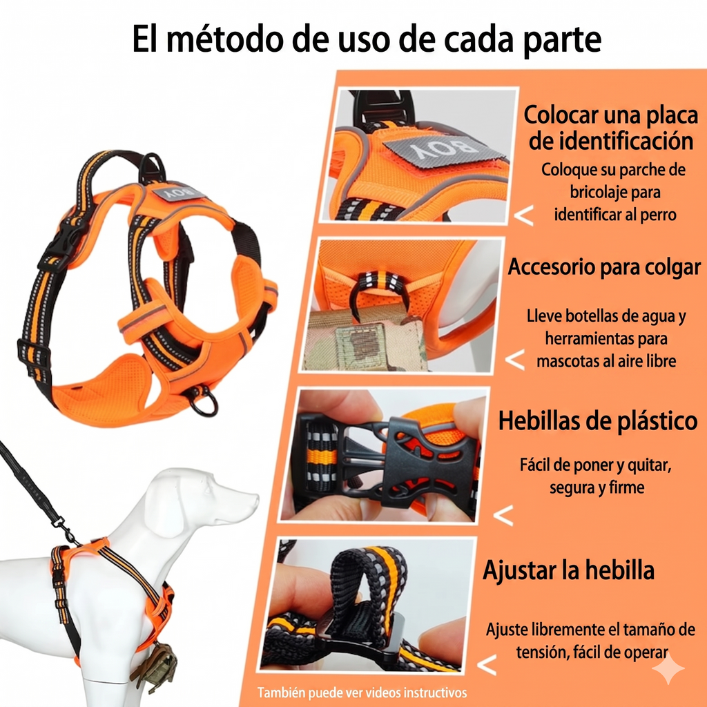 Arnés Antitirones para Perros — Reflectante y Ajustable