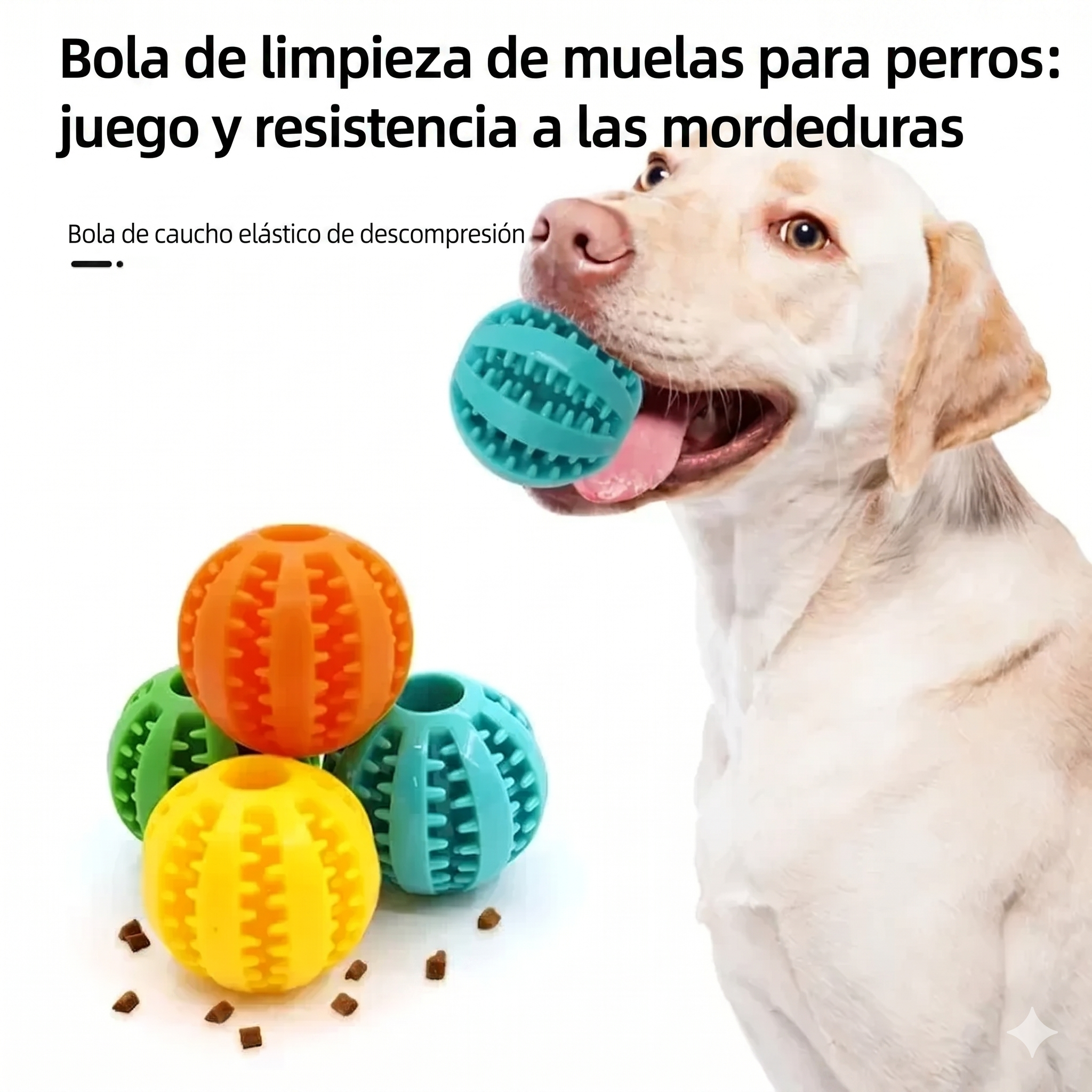 Pelota Interactiva para Perros — Juguete Dental de Goma con Dispensador de Premios