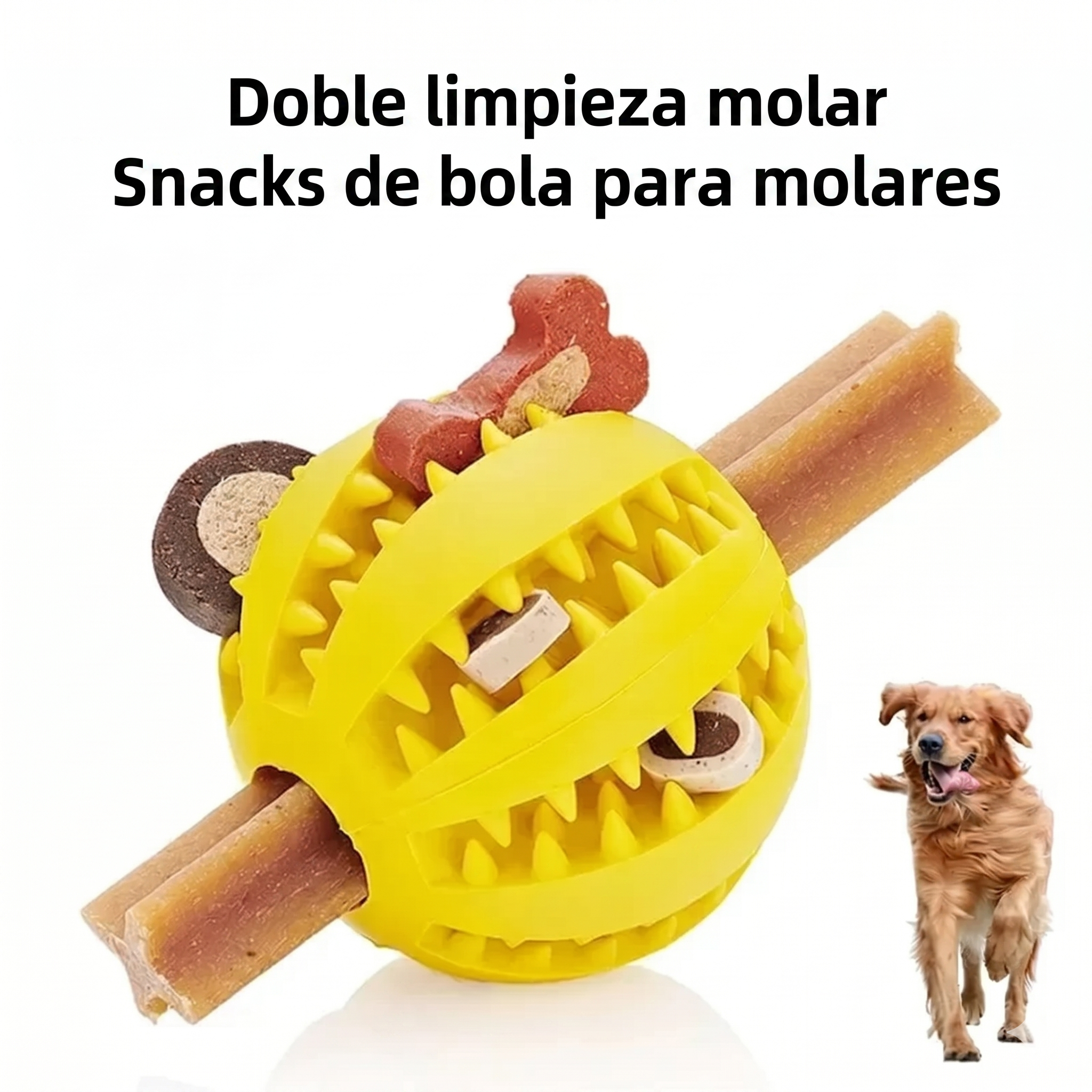 Pelota Interactiva para Perros — Juguete Dental de Goma con Dispensador de Premios